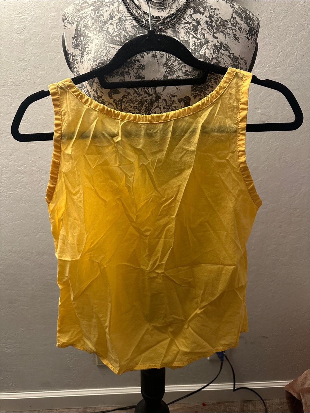 Prada Yellow Scoop-Neck Tank Top with Front Tie - Picture 3 of 3